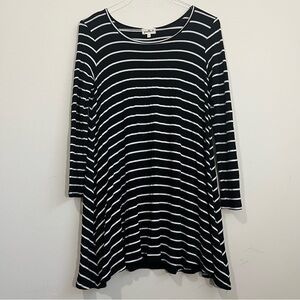 Anthropologie Puella Shift Tunic Dress Long Sleeve Striped Women S Patched Elbow